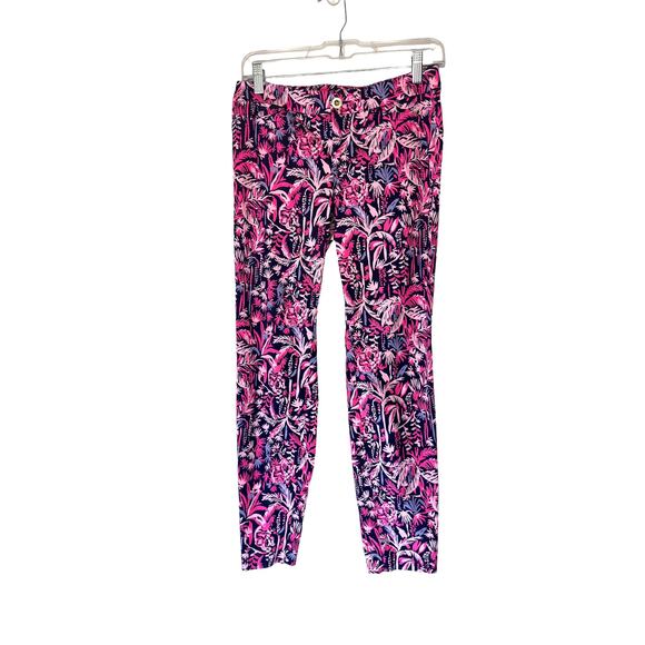 Lilly Pulitzer Navy Pink Resort Swing of Things Kelly Skinny Ankle Pant Size 2 - Picture 2 of 12